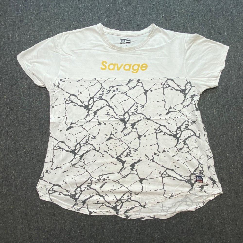 Phat Farm T Shirt Large L Mens‎ White Savage Graphic Marble Streetwear Tee